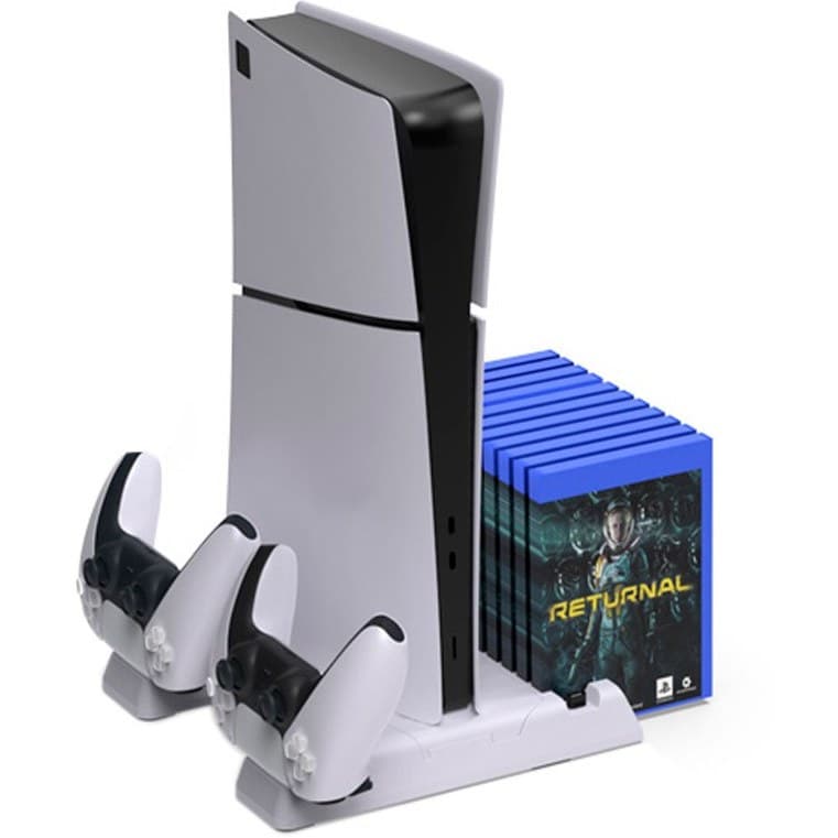 خنک کننده و شارژر دسته Dobe P-5 TP5-3537B PS5/PS5 Slim ا Dobe P-5 TP5-3537B PS5 /PS5 Slim Charging Stand With Cooling Fan & Discs Slot
